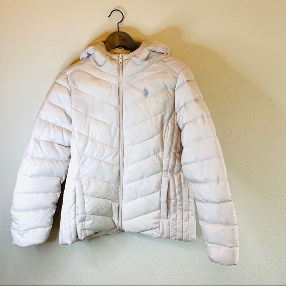 U.S. Polo Assn. Women White Pearl Puffer Jacket Size Medium NWT - Picture 5 of 16